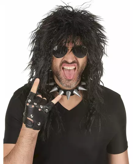 Černá paruka tvrdého rockera pro muže