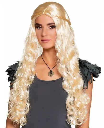 Dlouhá blond paruka s malými copánky pro ženy