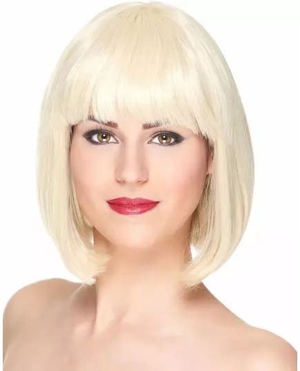 Luxusní krátká bob blond paruka s ofinou pro ženy