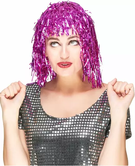Fuchsiová metalická paruka pro dospělé