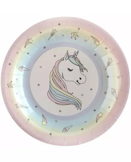10 papírových talířů jednorožec 22,5 cm
