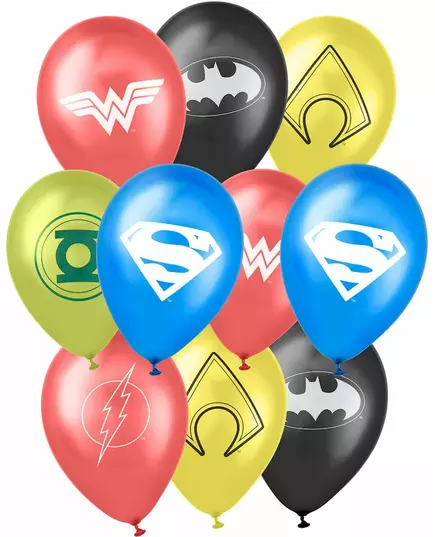 10 latexových balónků Justice League 25 x 32 cm