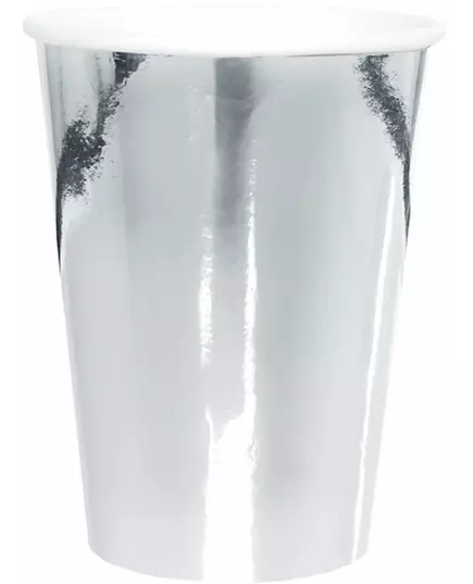 10 kartonových kelímků 25 cl stříbrné metalické