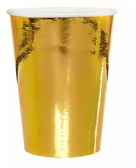 10 kartonových kelímků 25 cl zlaté metalické