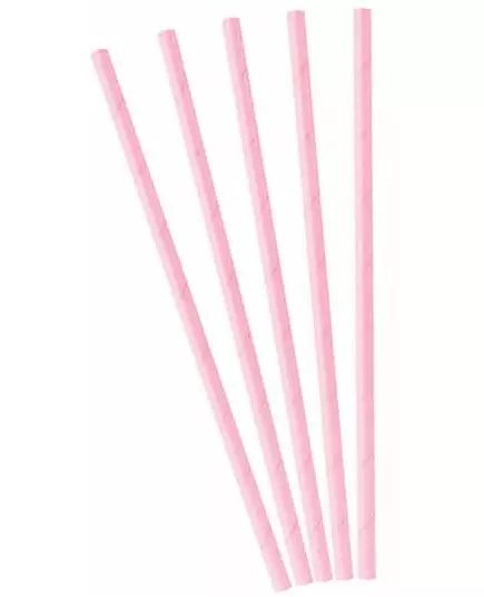 10 světle růžových kartonových brček 19.5 cm