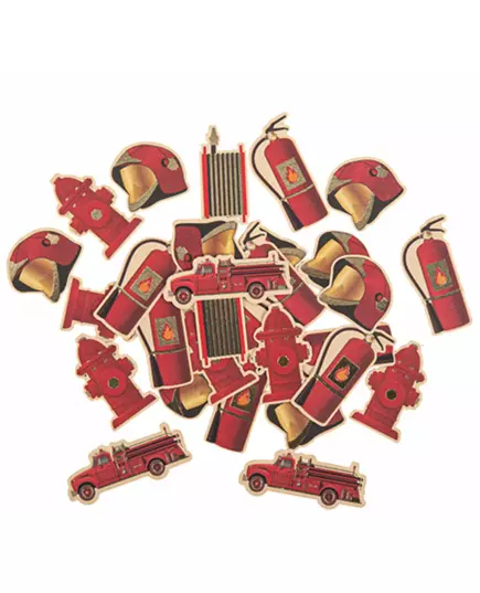 100 papírových konfet hasiči červená/zlatá 2–4,5 cm