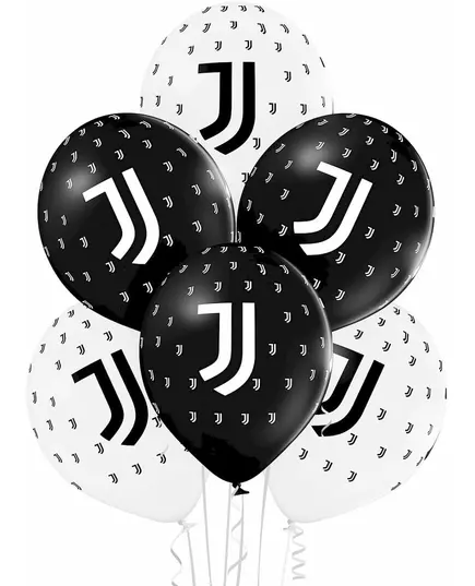 12 černo-bílých latexových balónků Juventus 30 cm