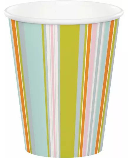 8 papírových kelímků Jungle Striped Multicolored 256 ml