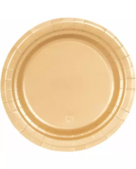 16 matně zlatých kartonových talířů 22 cm