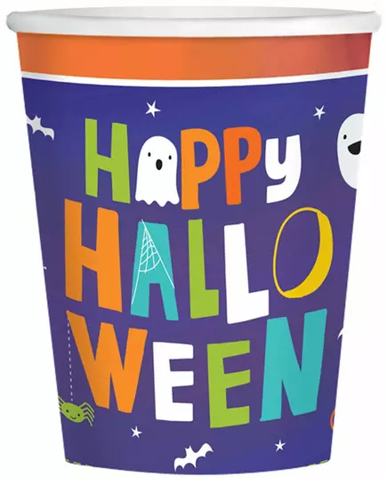 8 kartonových kelímků Halloween Friends 250 ml