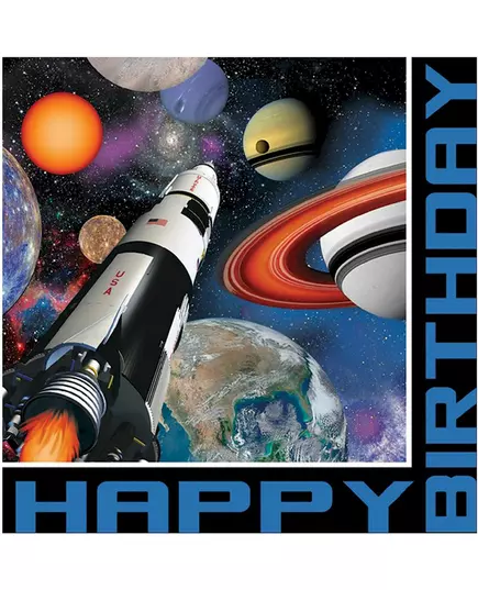 16 papírových ubrousků Space Birthday 33 x 33 cm