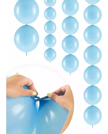 20× propojitelné nafukovací balónky pastelově modré 28 cm