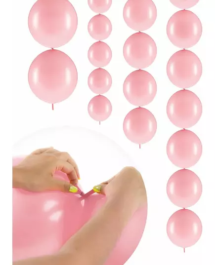 20× propojitelné nafukovací balónky pastelově růžové 28 cm