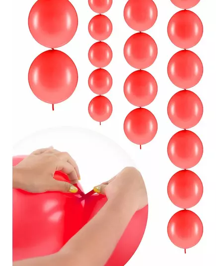 20× propojitelné nafukovací balónky červené 28 cm