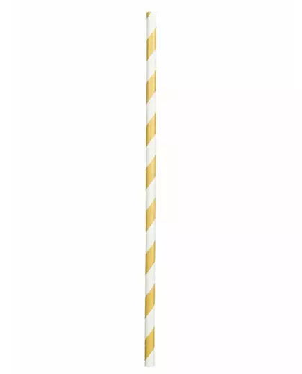20 zlatých pruhovaných kartonových brček 20 cm