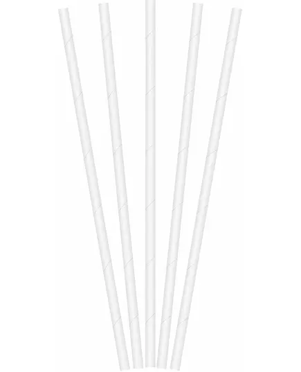 20 bílých papírových brček 19,5 cm