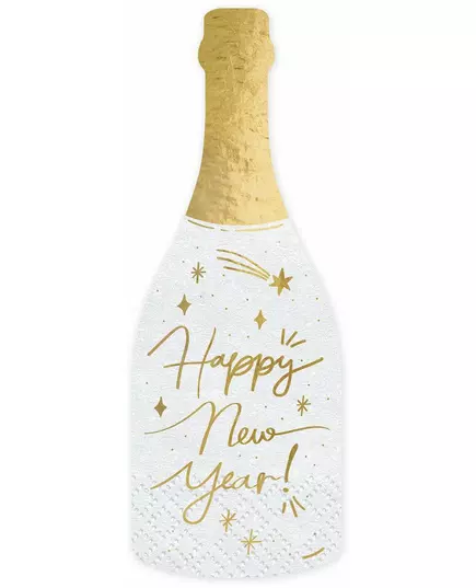 20 papírových ubrousků Happy New Year láhev 14,5 × 12 cm