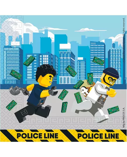 20 papírových ubrousků Lego City 33 x 33 cm