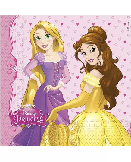 20 papírových ubrousků Disney Princess Heart 33 × 33 cm