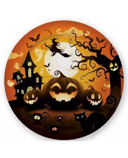 6 papírových talířů Halloween dýně 23 cm