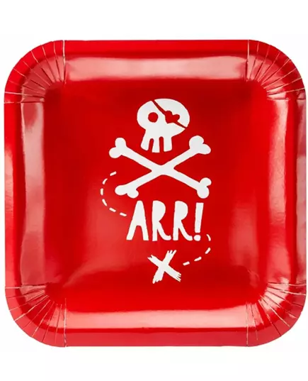 6 papírových talířů Red Pirate Party 20 cm