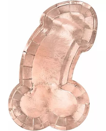 6 růžovo-zlatých papírových talířů Zizi 26,5 x 15,5 cm
