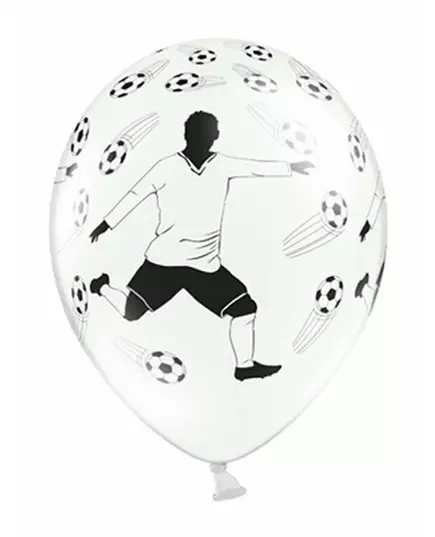 6 bílých latexových balónků s fotbalistou a balónky 30 cm