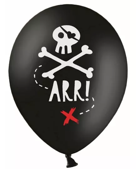 6 černých latexových balónků Pirate Party 30 cm