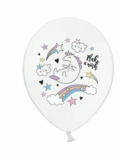 6 latexových balónků bílý jednorožec 30 cm