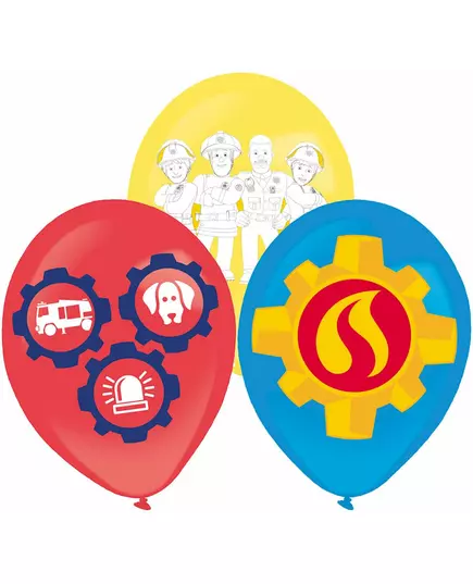 6 latexových balónků Fireman Sam 27,5 cm
