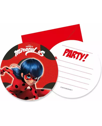 6 pozvánek Miraculous Ladybug s obálkami
