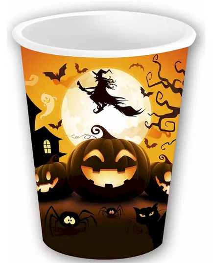 6 papírových kelímků Halloween dýně 240 ml