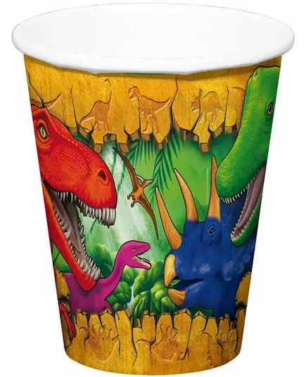 6 dinosaurích papírových kelímků 250 ml