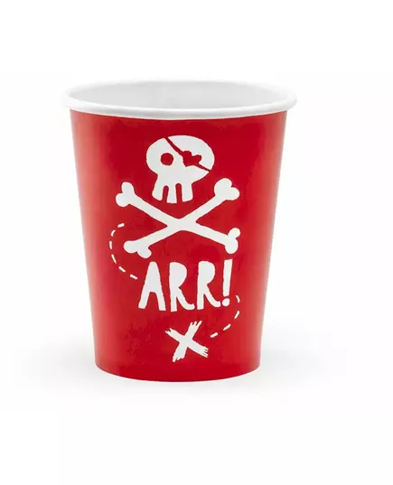 6 papírových kelímků Red Pirate Party 220 ml