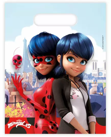 6 dárkových taštiček Miraculous Ladybug 23 × 16,5 cm