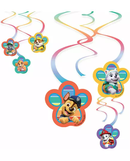 6 papírových spirál Paw Patrol 60 cm