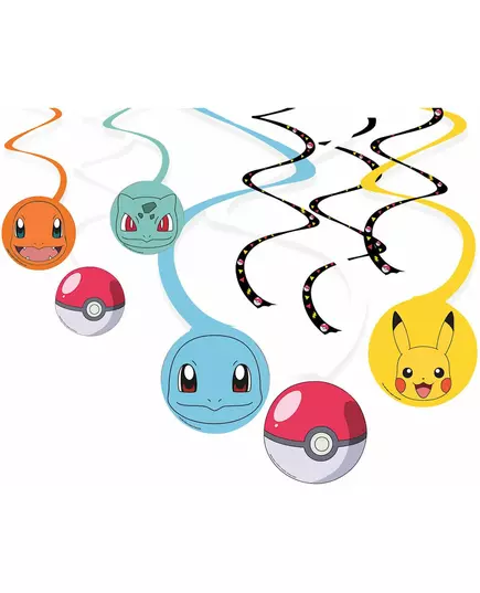 6 spirálových závěsů Pokémon Pikachu
