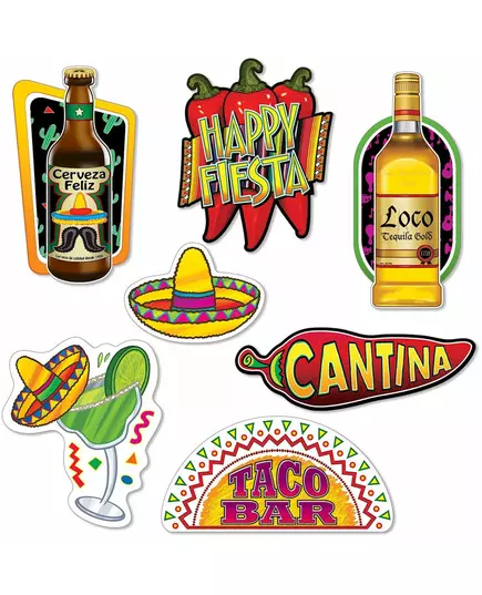 7 kartonových výřezů Mexican Fiesta 22–40 cm