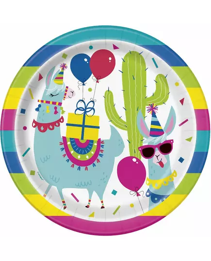 8 papírových talířů Llama Birthday 22 cm