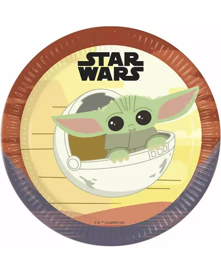 8 papírových talířů Baby Yoda The Mandalorian 23 cm