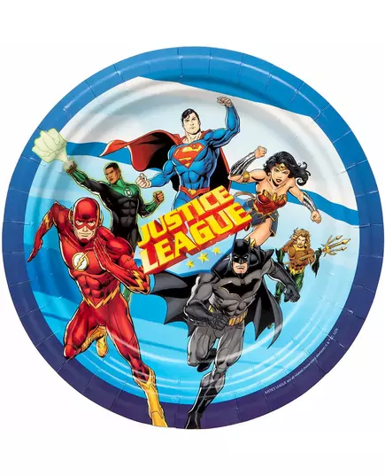 8 Justice League papírových talířů 23 cm