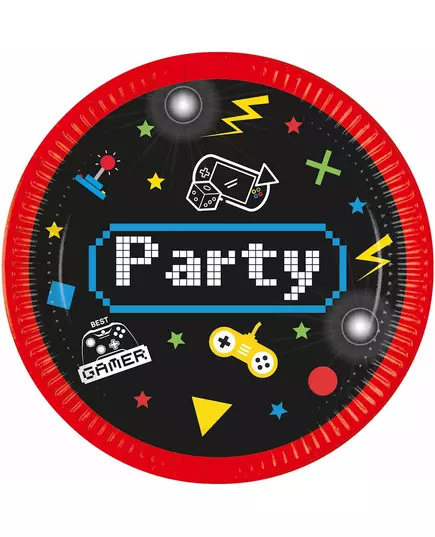 8 papírových talířů Gaming Party 23 cm