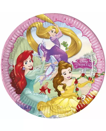 8 papírových talířů Disney Princess Heart 23 cm
