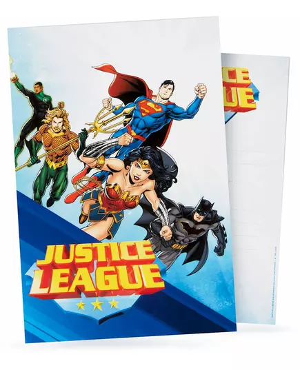 8 pozvánek Justice League s obálkami 10x16cm