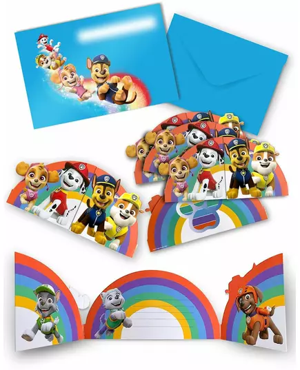 8 pozvánek Paw Patrol s papírovými obálkami