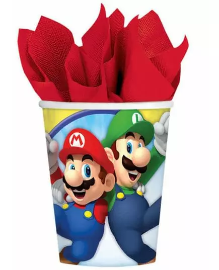 8 kartonových kelímků Super Mario 250 ml