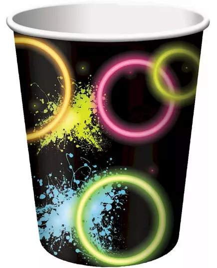 8 papírových kelímků Glow Party 266 ml