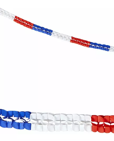 2 tříbarevné papírové girlandy na podporu Francie 3 m