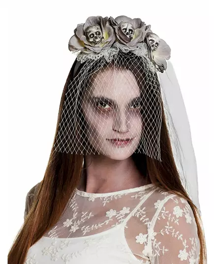 Bílý zombie závoj – čelenka pro ženy Halloween