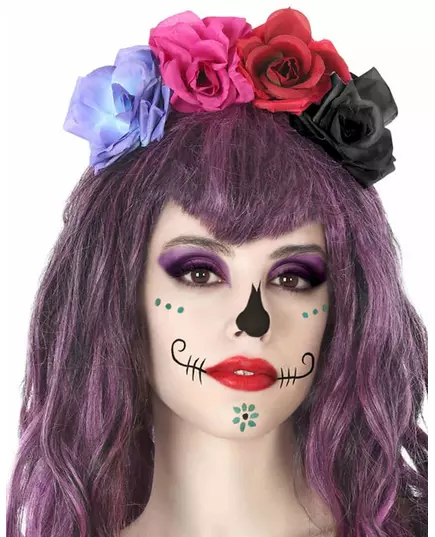 Vícebarevná květinová čelenka pro dospělé – Day of the Dead